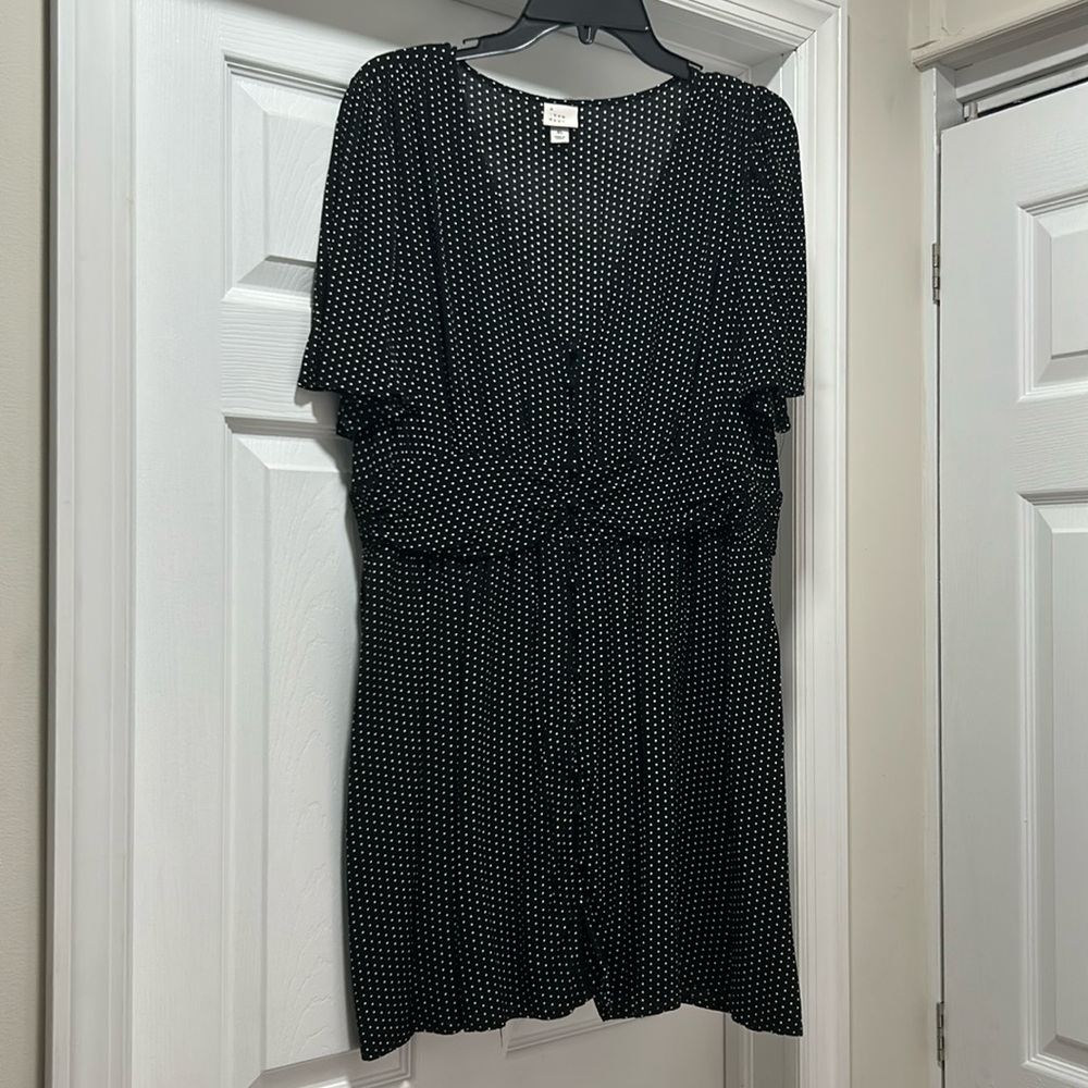 XL A New Day polkadot black and white dress